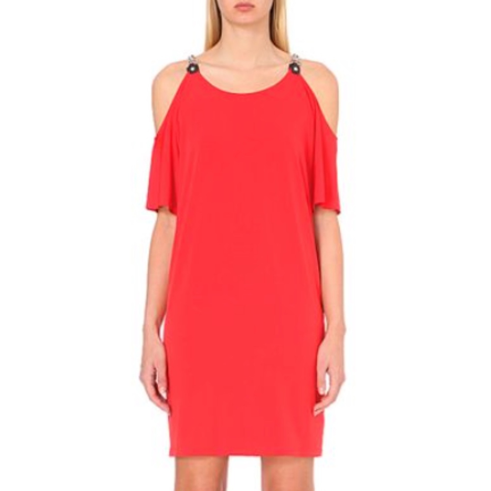 Michael Kors True Red Shoulder Cut Out Dress